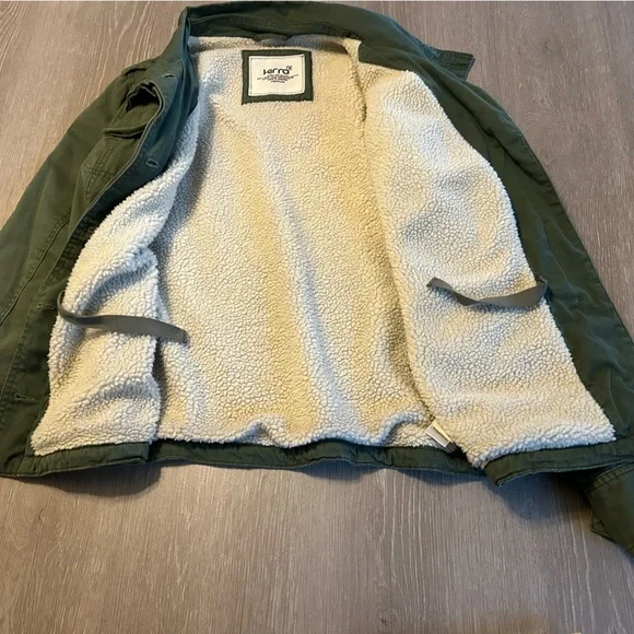 Kirra Field Jacket Womens Med Army Green Sherpa Fleece Lined Canvas Utility Moto - Picture 10 of 13